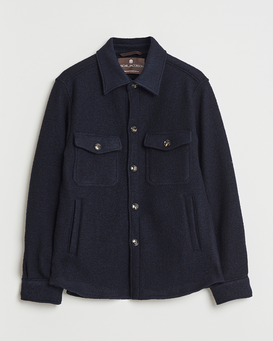 Homme | Manteaux Et Vestes | Oscar Jacobson | Maverick Boiled Wool Shirt Jacket Navy