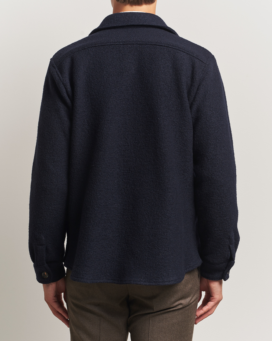 Homme | Manteaux Et Vestes | Oscar Jacobson | Maverick Boiled Wool Shirt Jacket Navy