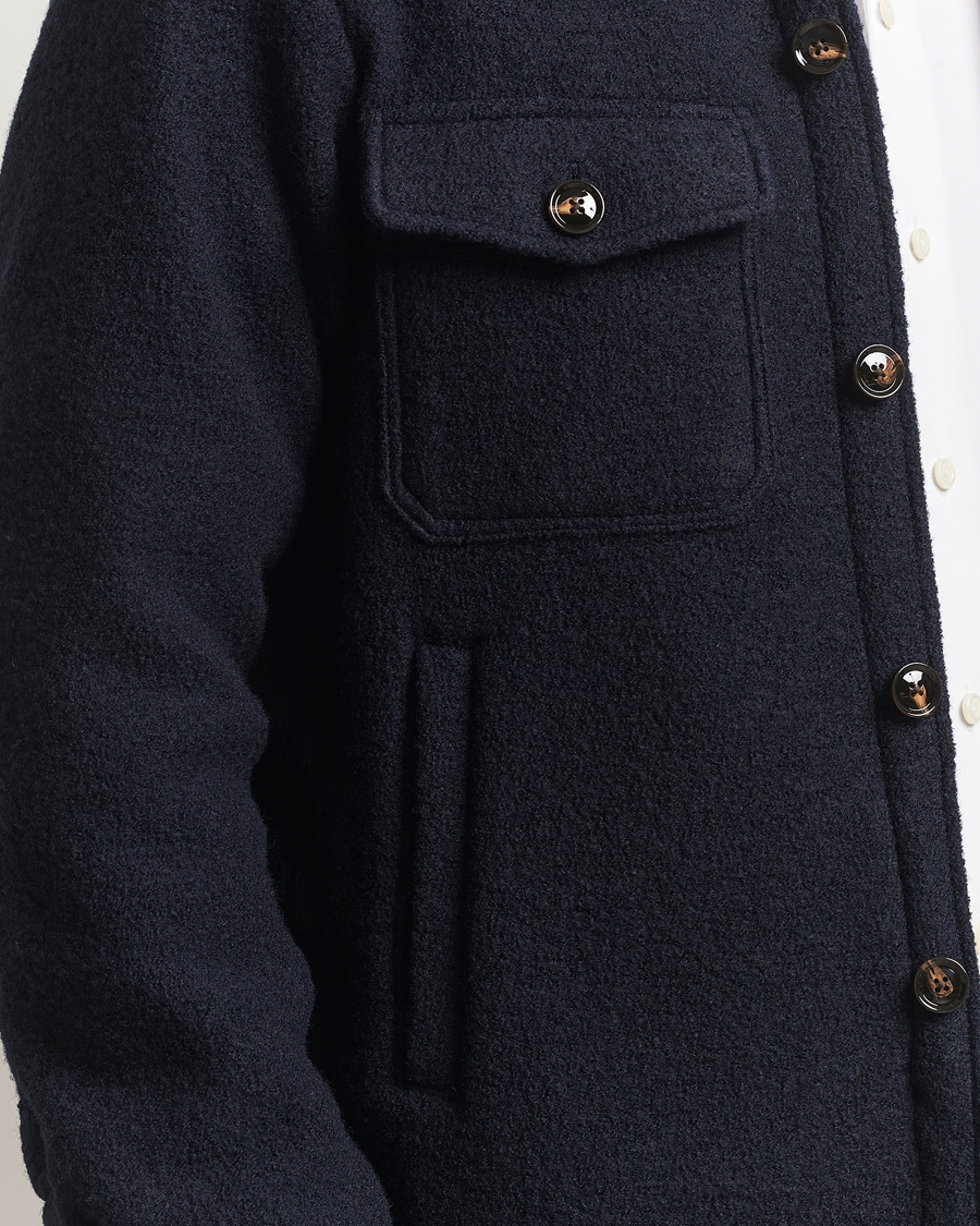 Homme | Manteaux Et Vestes | Oscar Jacobson | Maverick Boiled Wool Shirt Jacket Navy