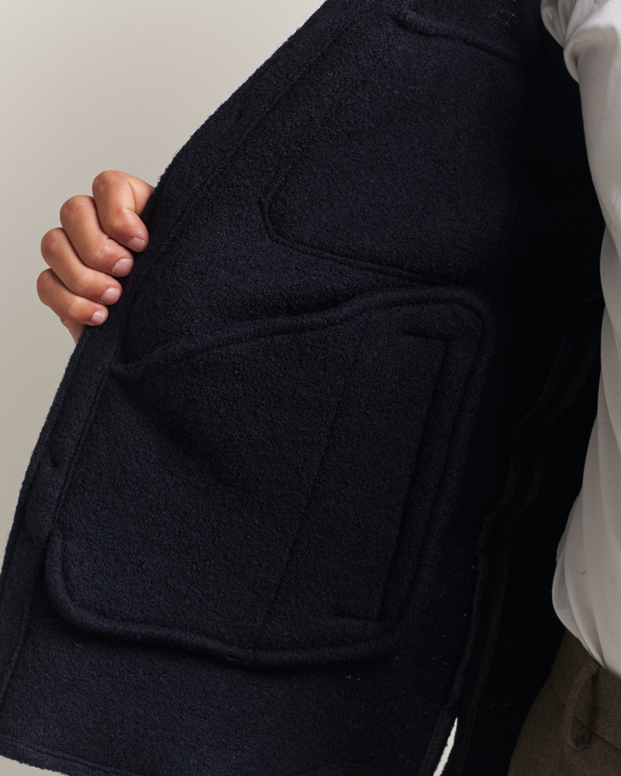 Homme | Manteaux Et Vestes | Oscar Jacobson | Maverick Boiled Wool Shirt Jacket Navy