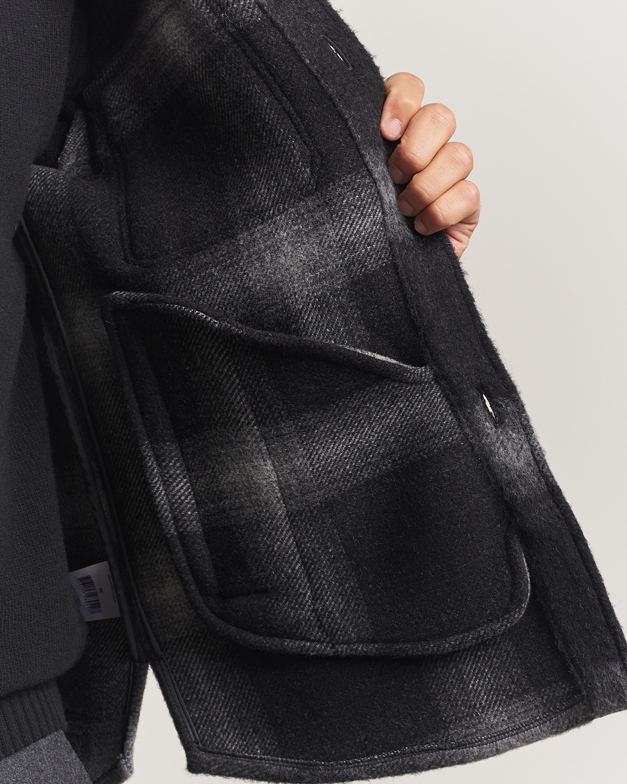 Homme | Manteaux Et Vestes | Oscar Jacobson | Maverick Checked Wool Shirt Jacket Grey