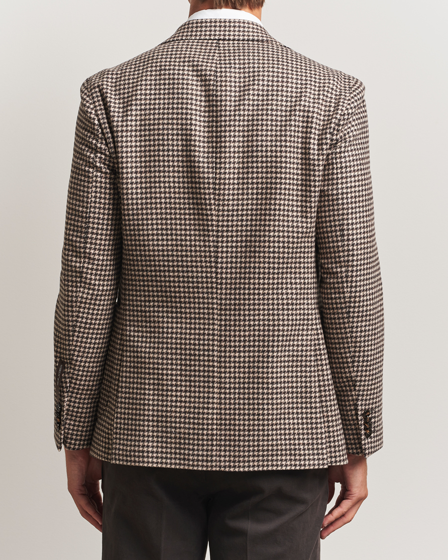 Homme | Blazers | Oscar Jacobson | Fogerty Houndstooth Wool Blazer Brown