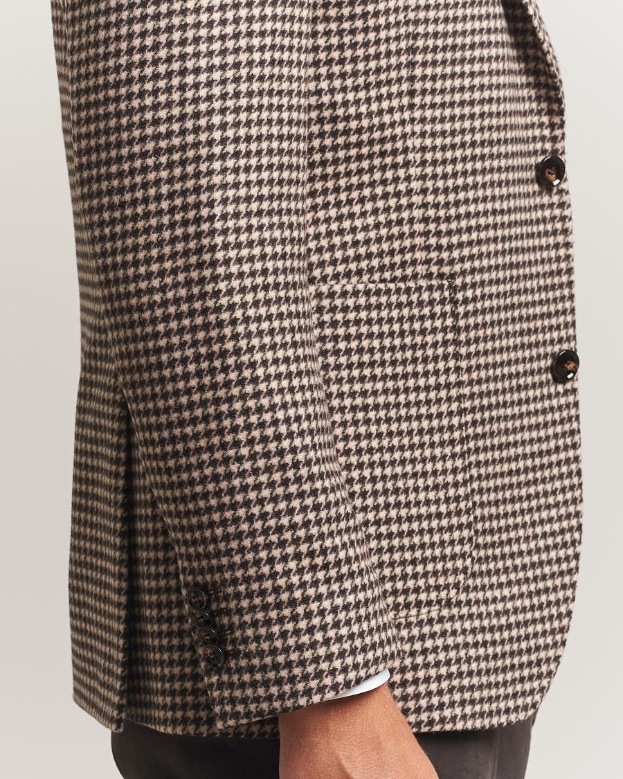 Homme | Blazers | Oscar Jacobson | Fogerty Houndstooth Wool Blazer Brown