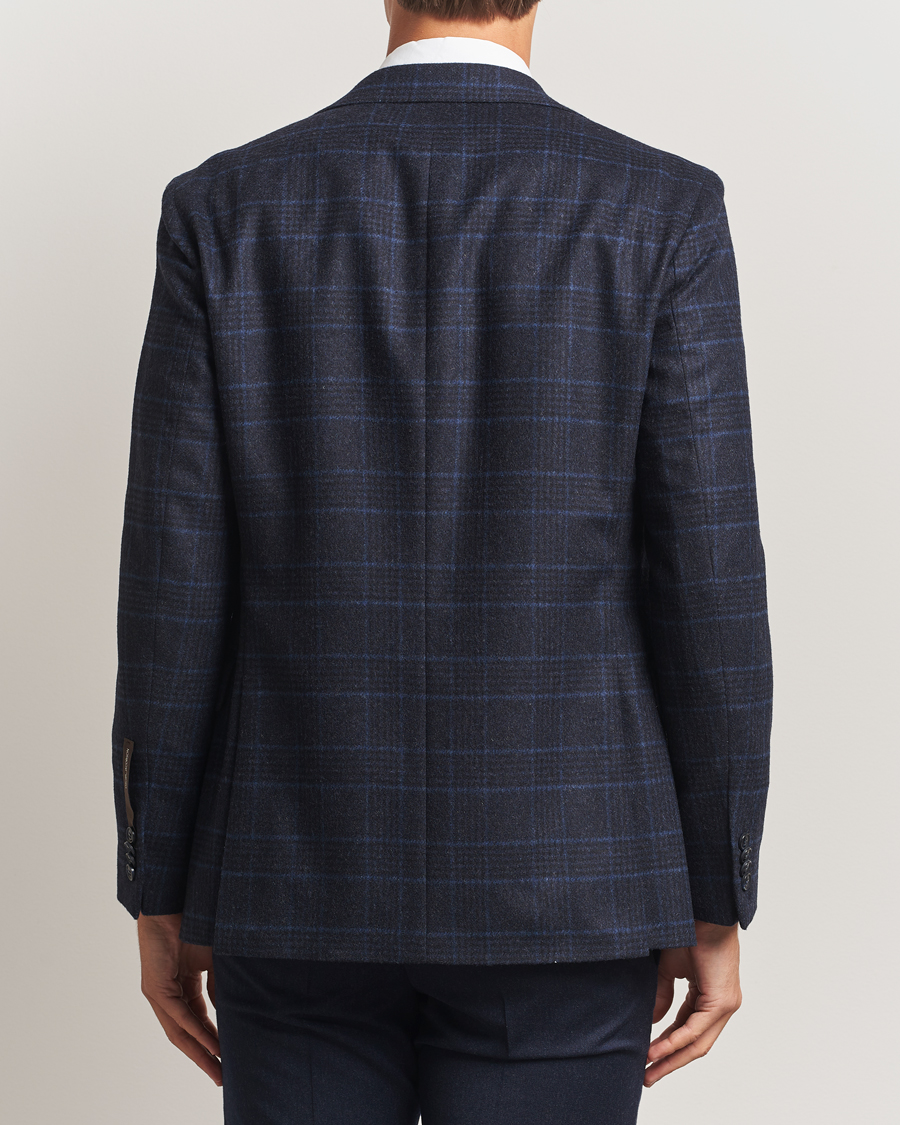 Homme | Blazers | Oscar Jacobson | Fogerty Checked Wool Blazer Navy