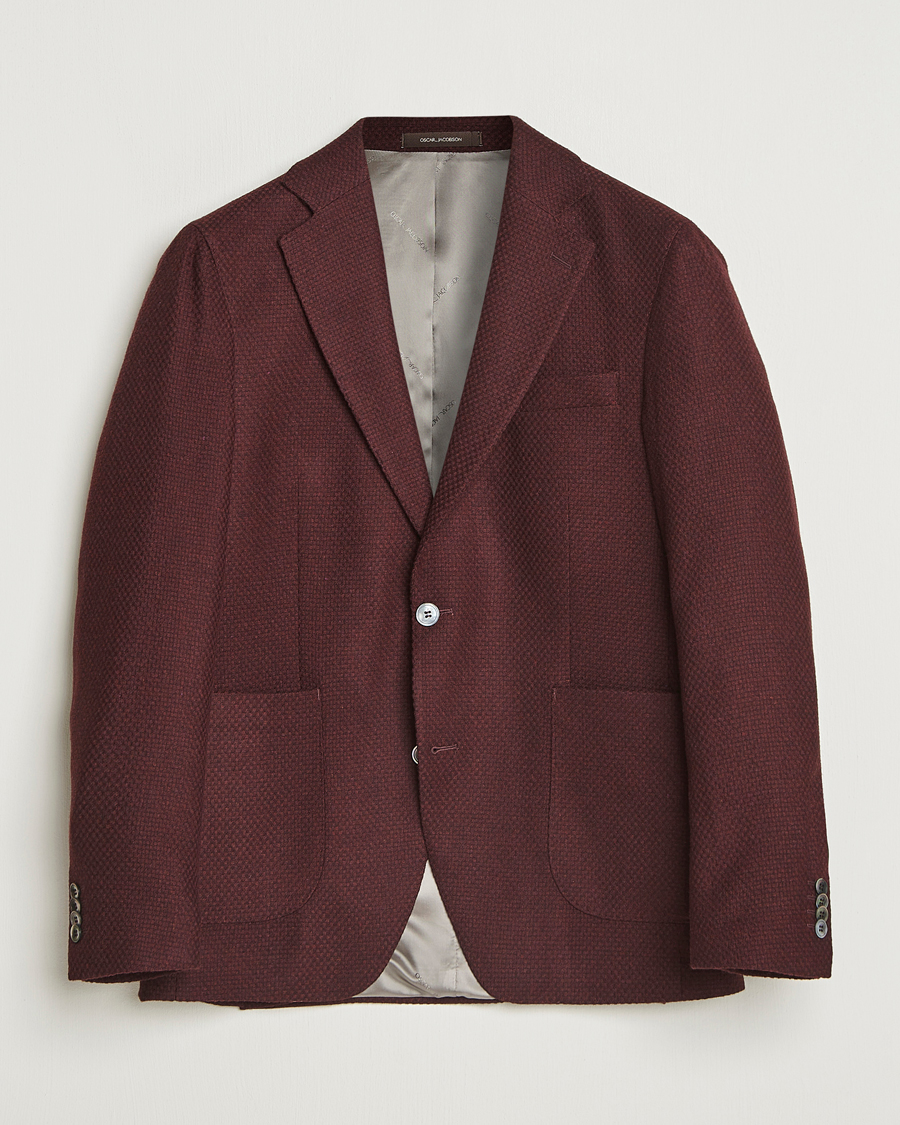Homme | Blazers | Oscar Jacobson | Fogerty Patch Structured Wool Blazer Wine