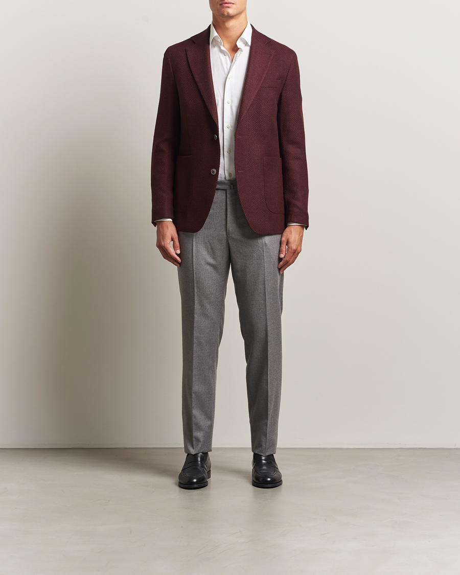 Homme | Blazers | Oscar Jacobson | Fogerty Patch Structured Wool Blazer Wine