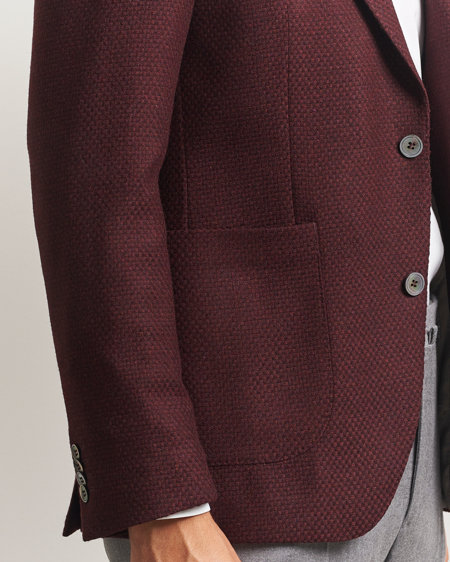 Homme | Blazers | Oscar Jacobson | Fogerty Patch Structured Wool Blazer Wine