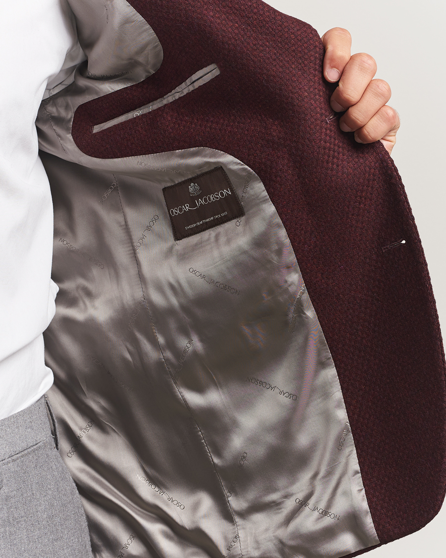 Homme | Blazers | Oscar Jacobson | Fogerty Patch Structured Wool Blazer Wine