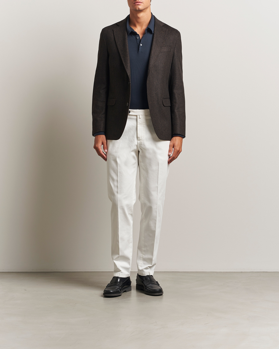 Homme | Blazers | Oscar Jacobson | Fogerty Herringbone Tweed Blazer Brown