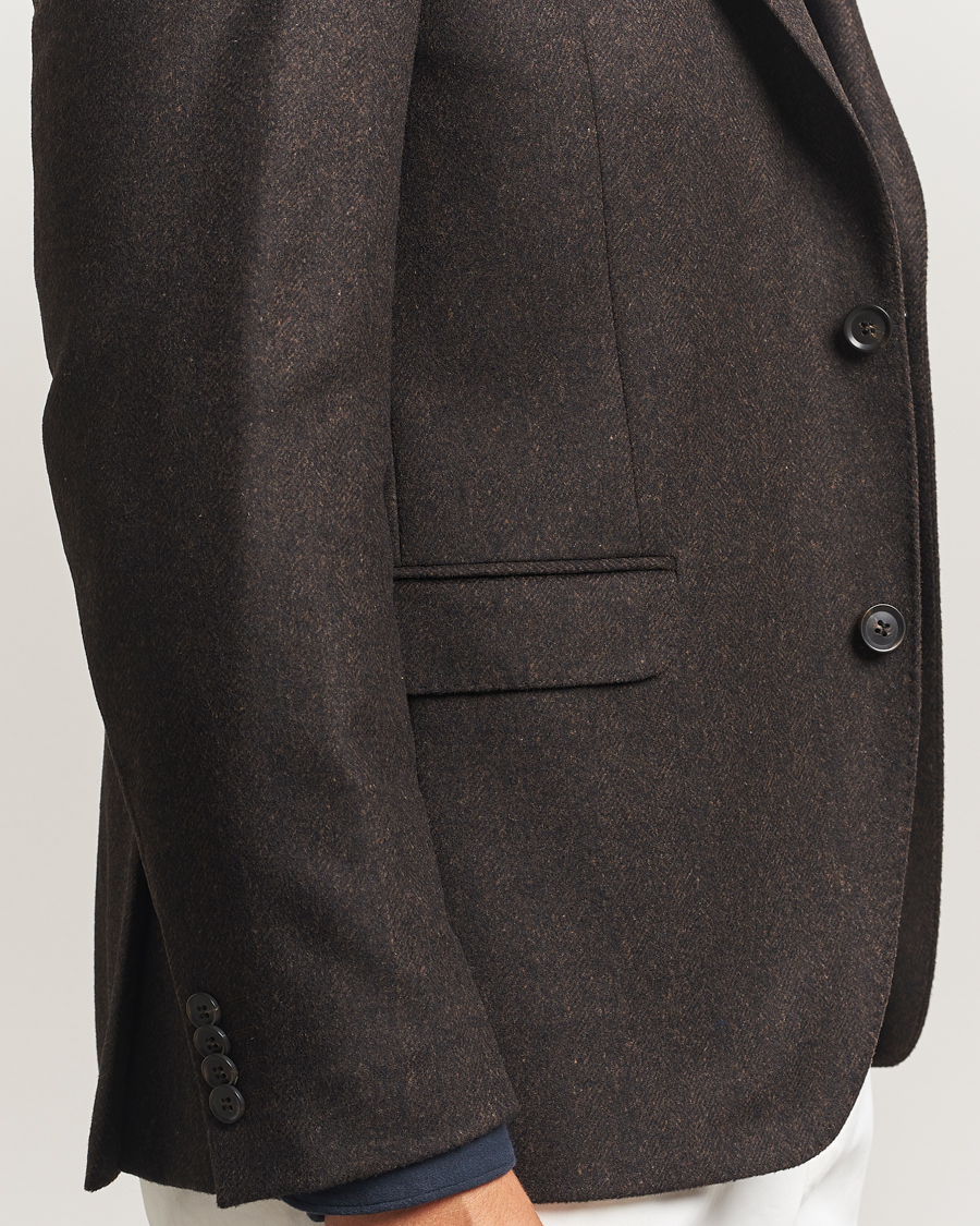 Homme | Blazers | Oscar Jacobson | Fogerty Herringbone Tweed Blazer Brown