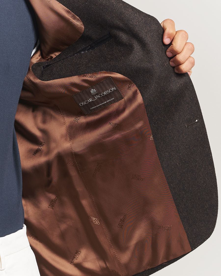 Homme | Blazers | Oscar Jacobson | Fogerty Herringbone Tweed Blazer Brown