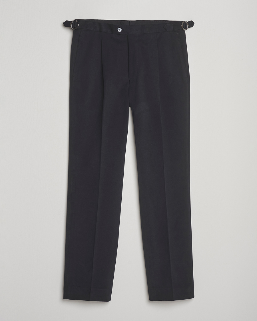 Homme | Pantalons | Oscar Jacobson | Delon Brushed Cotton Trousers Black