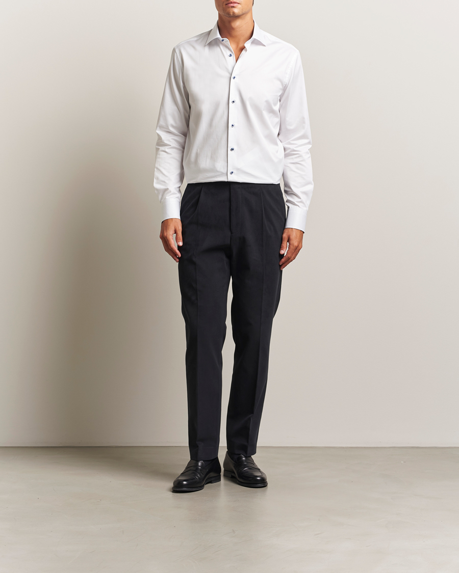 Homme | Pantalons | Oscar Jacobson | Delon Brushed Cotton Trousers Black