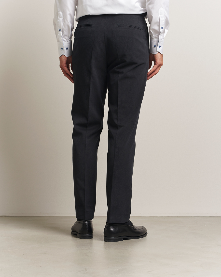 Homme | Pantalons | Oscar Jacobson | Delon Brushed Cotton Trousers Black