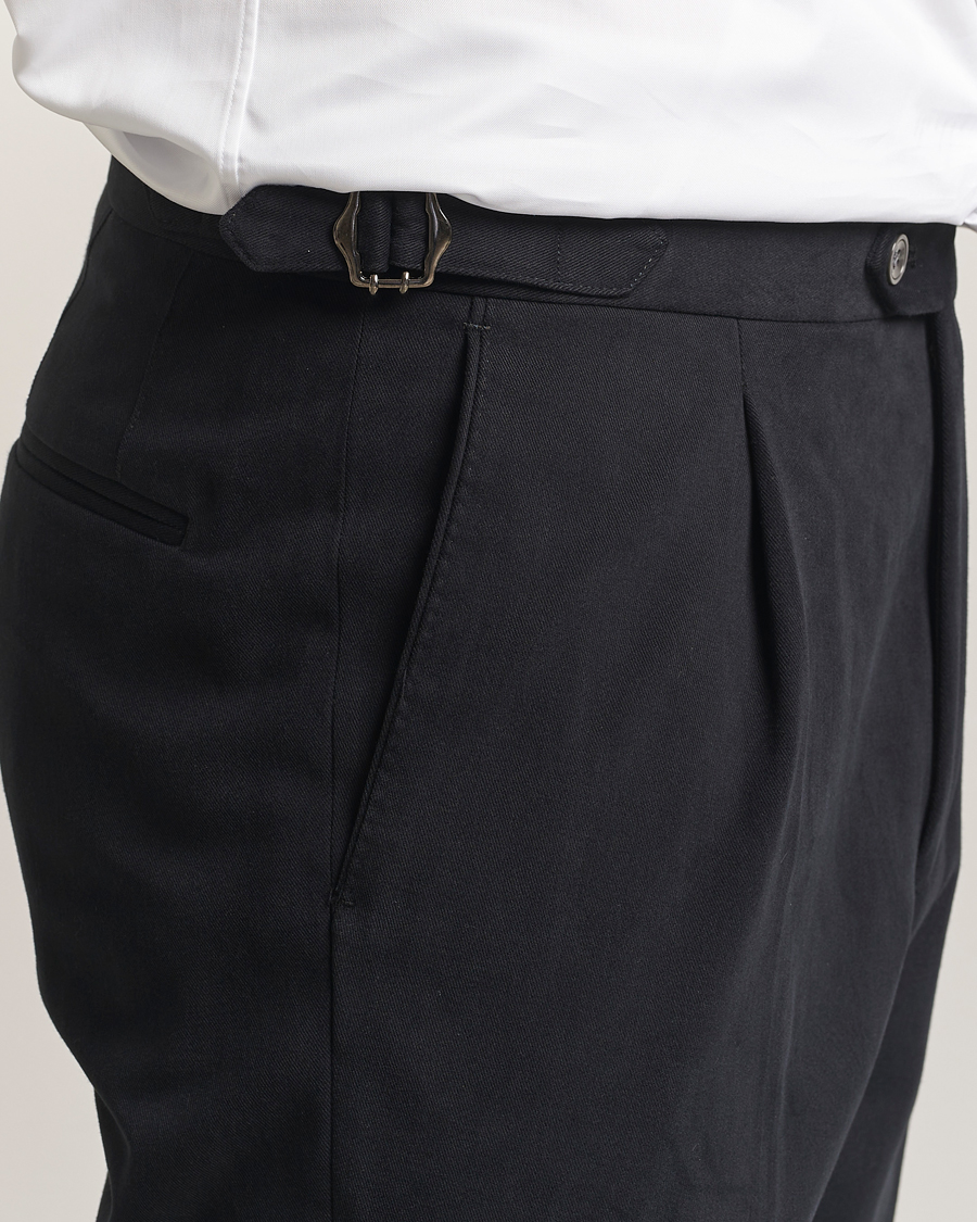 Homme | Pantalons | Oscar Jacobson | Delon Brushed Cotton Trousers Black