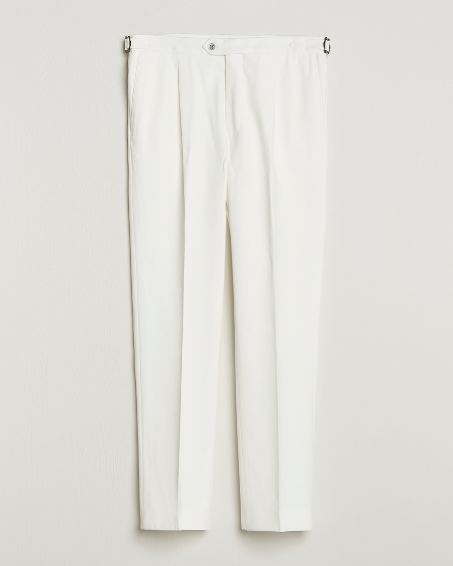 Homme | Pantalons | Oscar Jacobson | Delon Brushed Cotton Trousers White