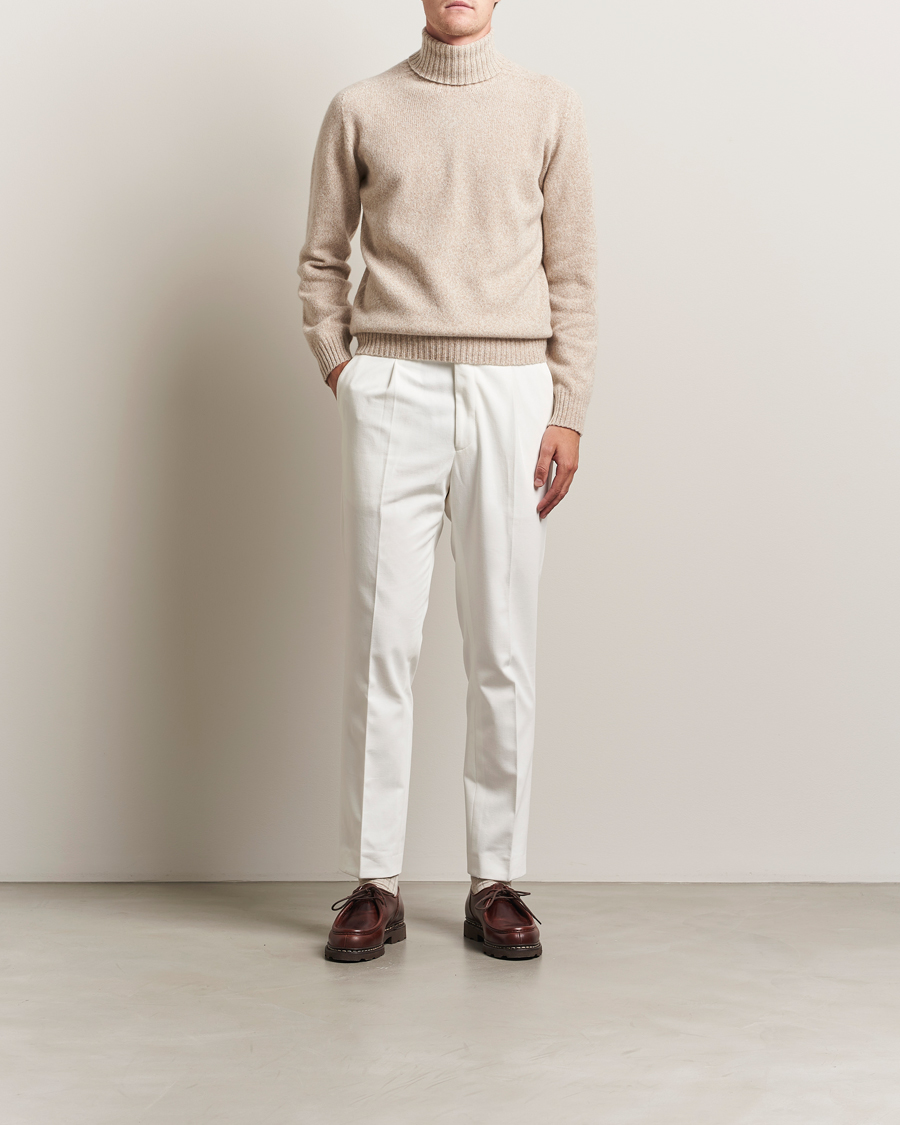 Homme | Pantalons | Oscar Jacobson | Delon Brushed Cotton Trousers White