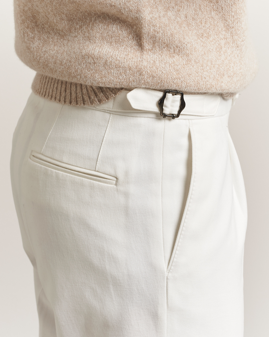 Homme | Pantalons | Oscar Jacobson | Delon Brushed Cotton Trousers White