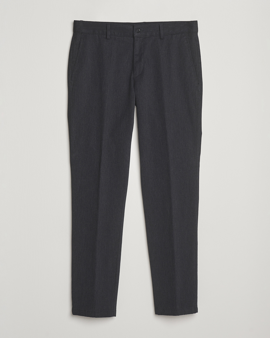Homme | Pantalons | Oscar Jacobson | Denz Brushed Melange Trousers Charcoal