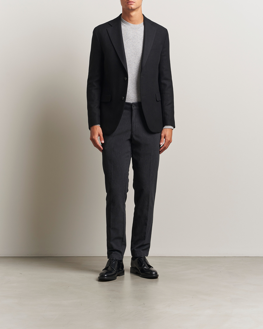 Homme | Pantalons | Oscar Jacobson | Denz Brushed Melange Trousers Charcoal
