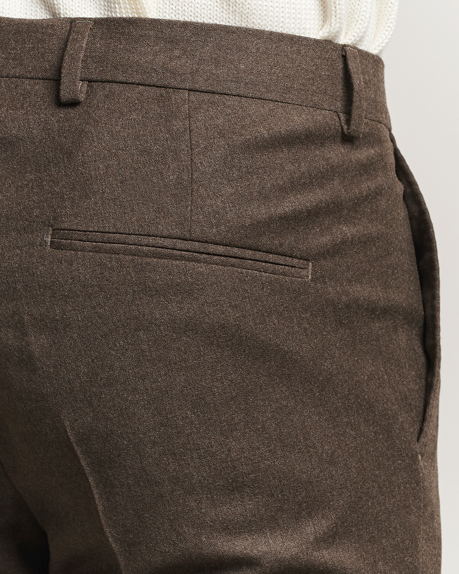 Homme | Pantalons | Oscar Jacobson | Dandy Turn Up Flannel Trousers Brown