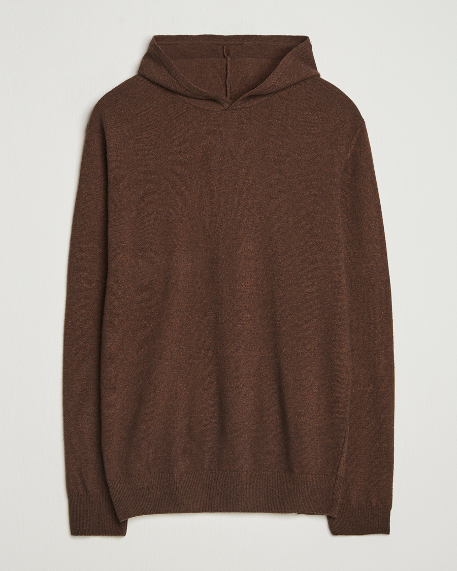 Homme | Pulls Et Tricots | Oscar Jacobson | Pascal Wool/Cashmere Hoodie Brown