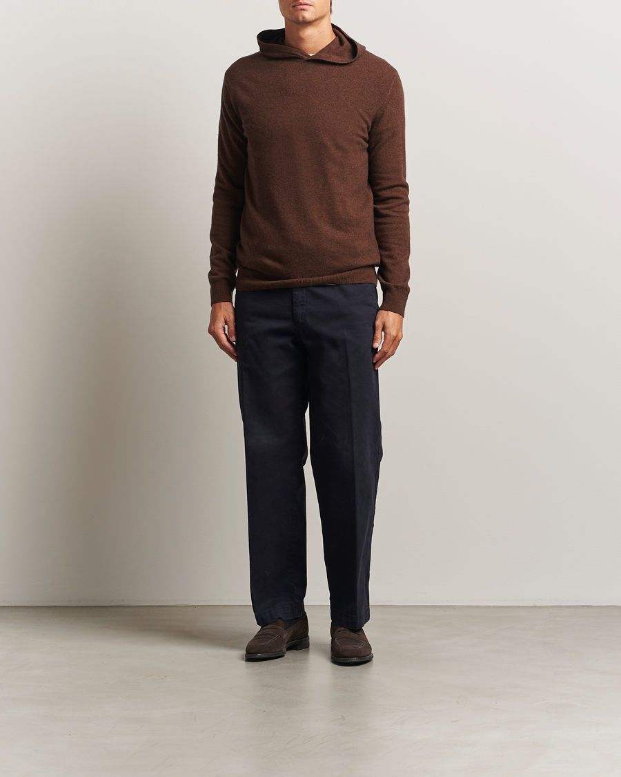 Homme | Pulls Et Tricots | Oscar Jacobson | Pascal Wool/Cashmere Hoodie Brown