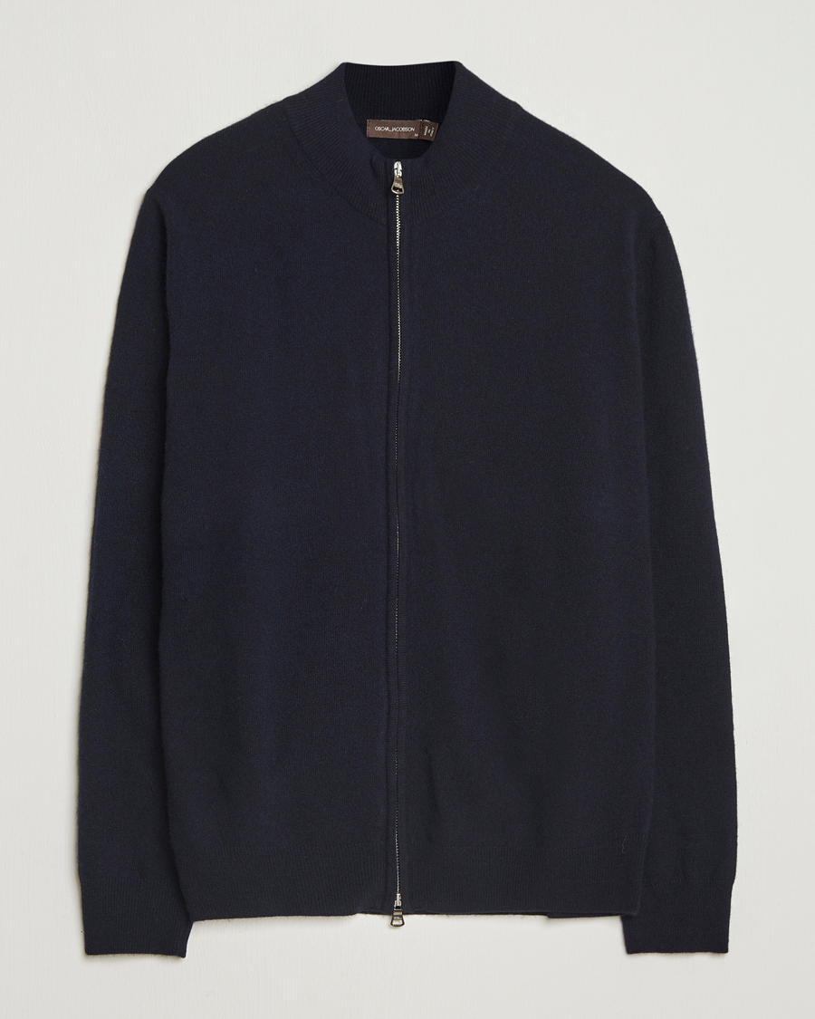 Homme | Pulls Et Tricots | Oscar Jacobson | Seb Wool/Cashmere Full Zip Navy