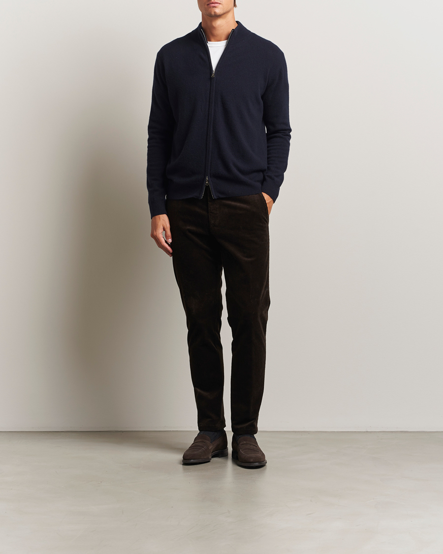 Homme | Pulls Et Tricots | Oscar Jacobson | Seb Wool/Cashmere Full Zip Navy