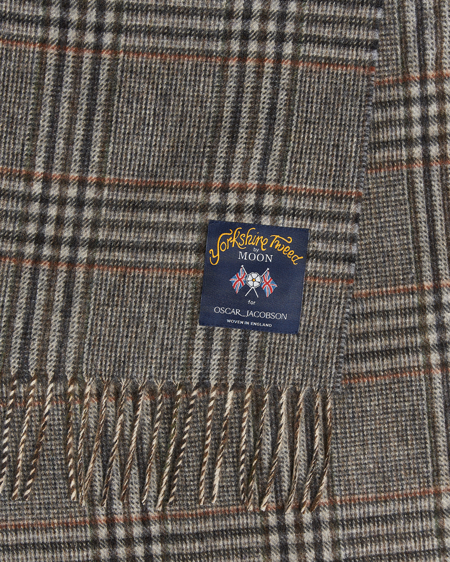 Homme | Oscar Jacobson Checked Moon Tweed Wool Scarf Brown | Oscar Jacobson | Checked Moon Tweed Wool Scarf Brown