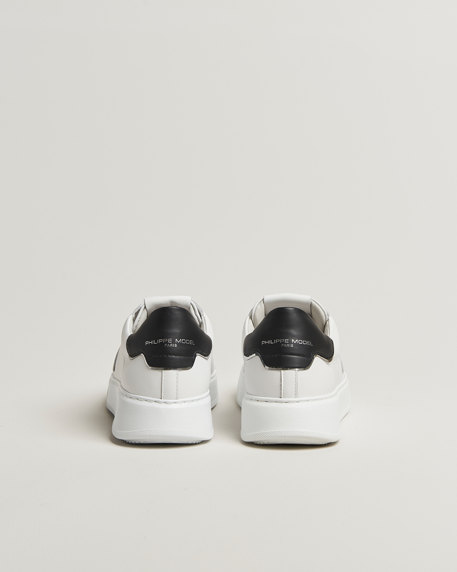 Homme | Philippe Model Temple Low Top Leather Sneakers White/Black | Philippe Model | Temple Low Top Leather Sneakers White/Black