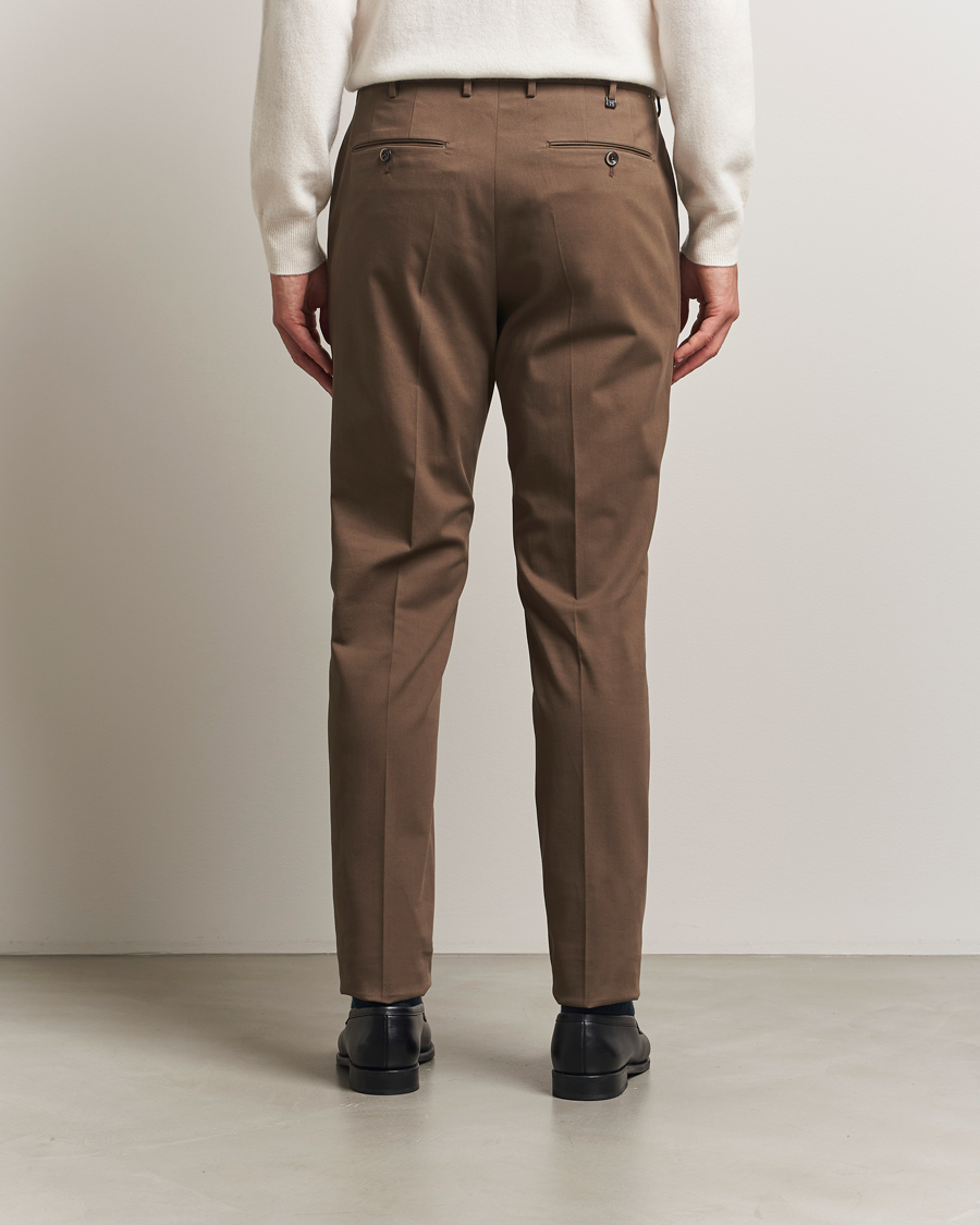 Homme | Pantalons | PT01 | Slim Fit Pleated Cotton/Cashmere Trousers Dark Brown