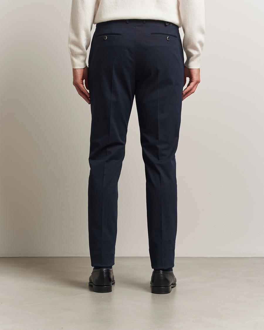 Homme | Pantalons | PT01 | Slim Fit Pleated Cotton/Cashmere Trousers Navy