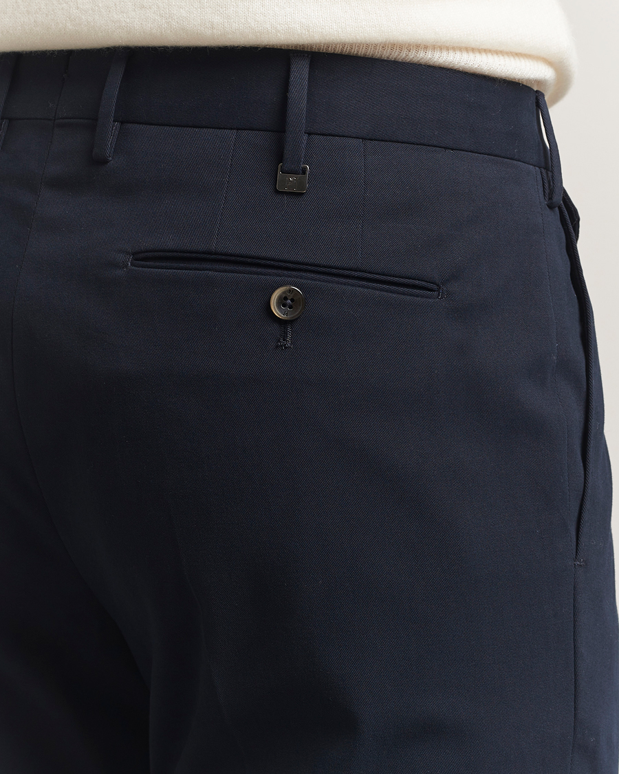 Homme | Pantalons | PT01 | Slim Fit Pleated Cotton/Cashmere Trousers Navy