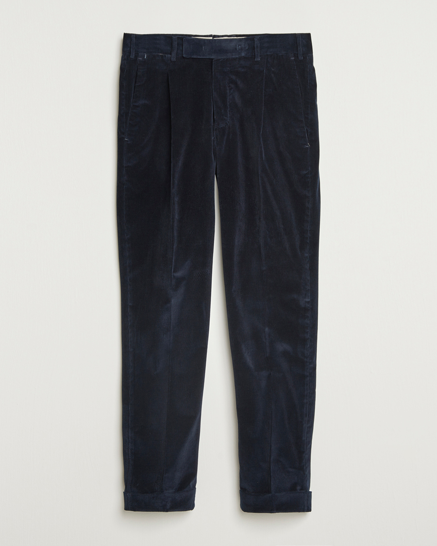 Homme | Pantalons | PT01 | Rebel Fit Pleated Corduroy Trousers Navy