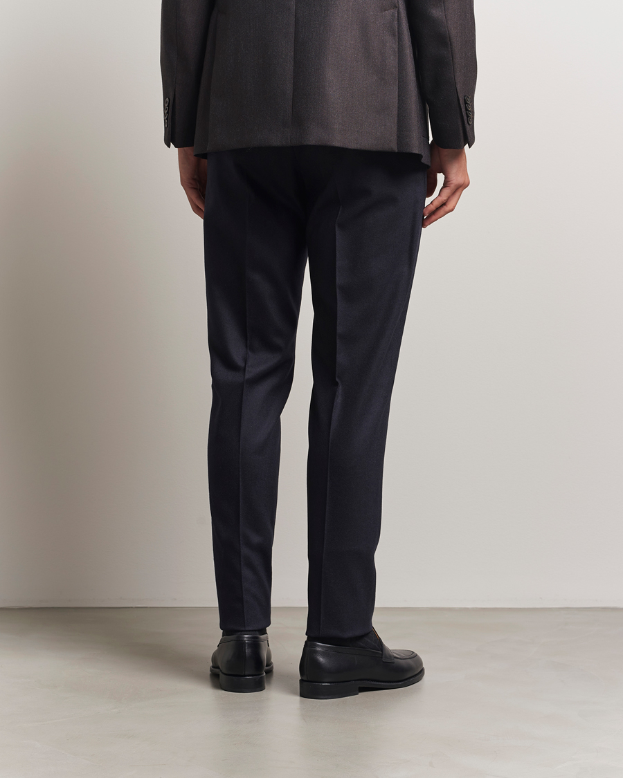 Homme | Pantalons | PT01 | Slim Fit Pleated Wool/Cashmere Trousers Navy