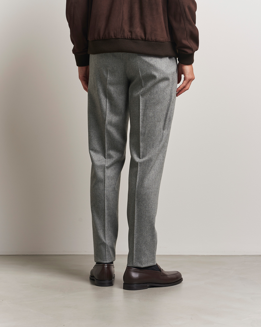 Homme | Pantalons | PT01 | Slim Fit Wool/Cashmere Drawstring Trousers Grey Melange