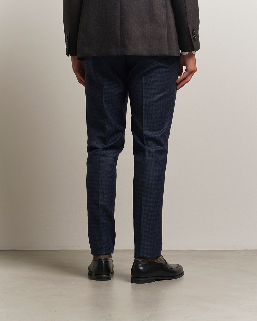 Homme | Pantalons | PT01 | Gentleman Fit Pleated Houndstooth Flannel Trousers Navy