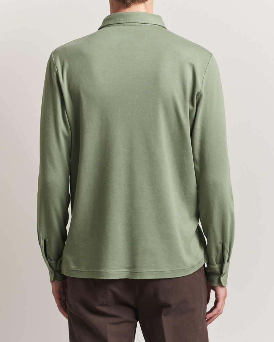 Homme | Polos | Zanone | Heavy Jersey Long Sleeve Polo Sage