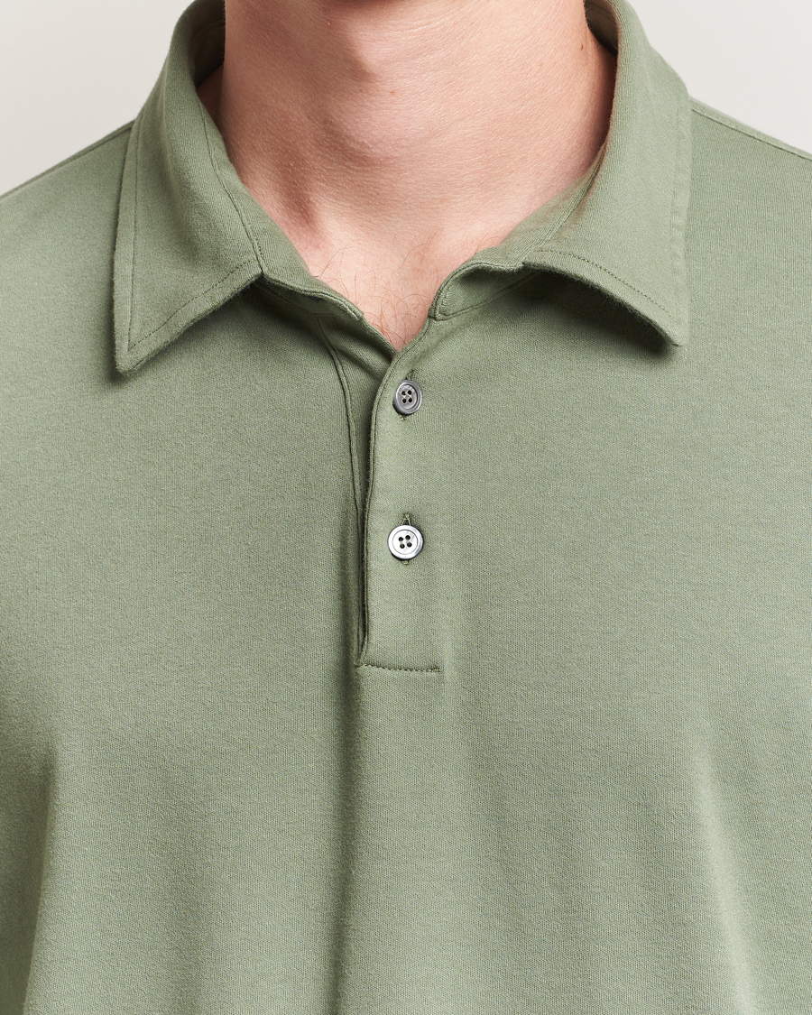 Homme | Polos | Zanone | Heavy Jersey Long Sleeve Polo Sage