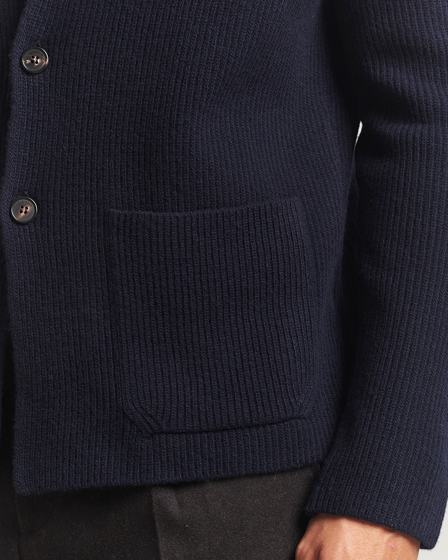 Homme | Pulls Et Tricots | Zanone | Rib Wool Cardigan Jacket Navy