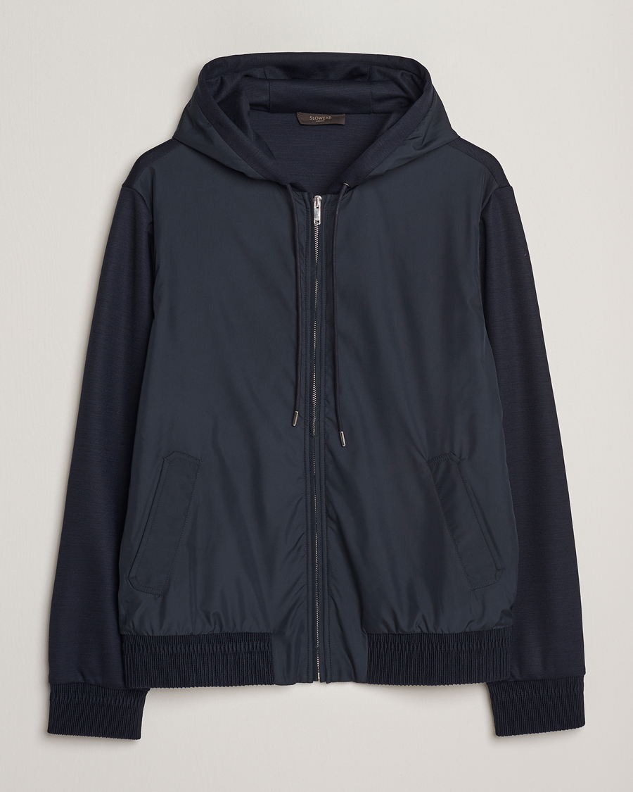 Homme | Pulls Et Tricots | Zanone | Full Zip Hybrid Jacket Navy