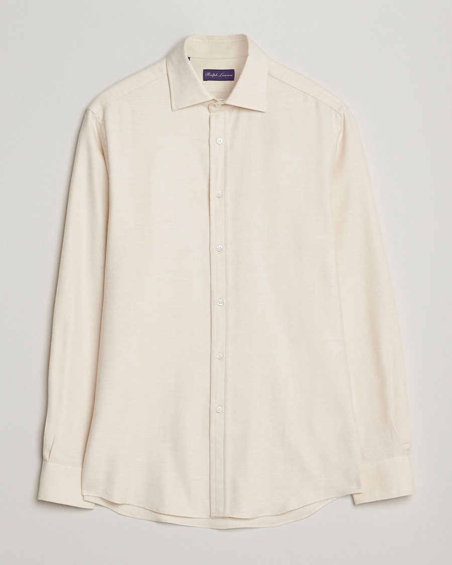 Homme | Chemises | Ralph Lauren Purple Label | Cotton Flannel Shirt Cream Melange
