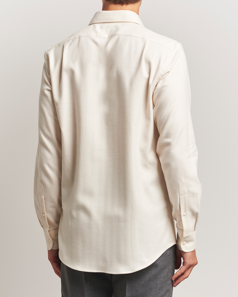 Homme | Chemises | Ralph Lauren Purple Label | Cotton Flannel Shirt Cream Melange