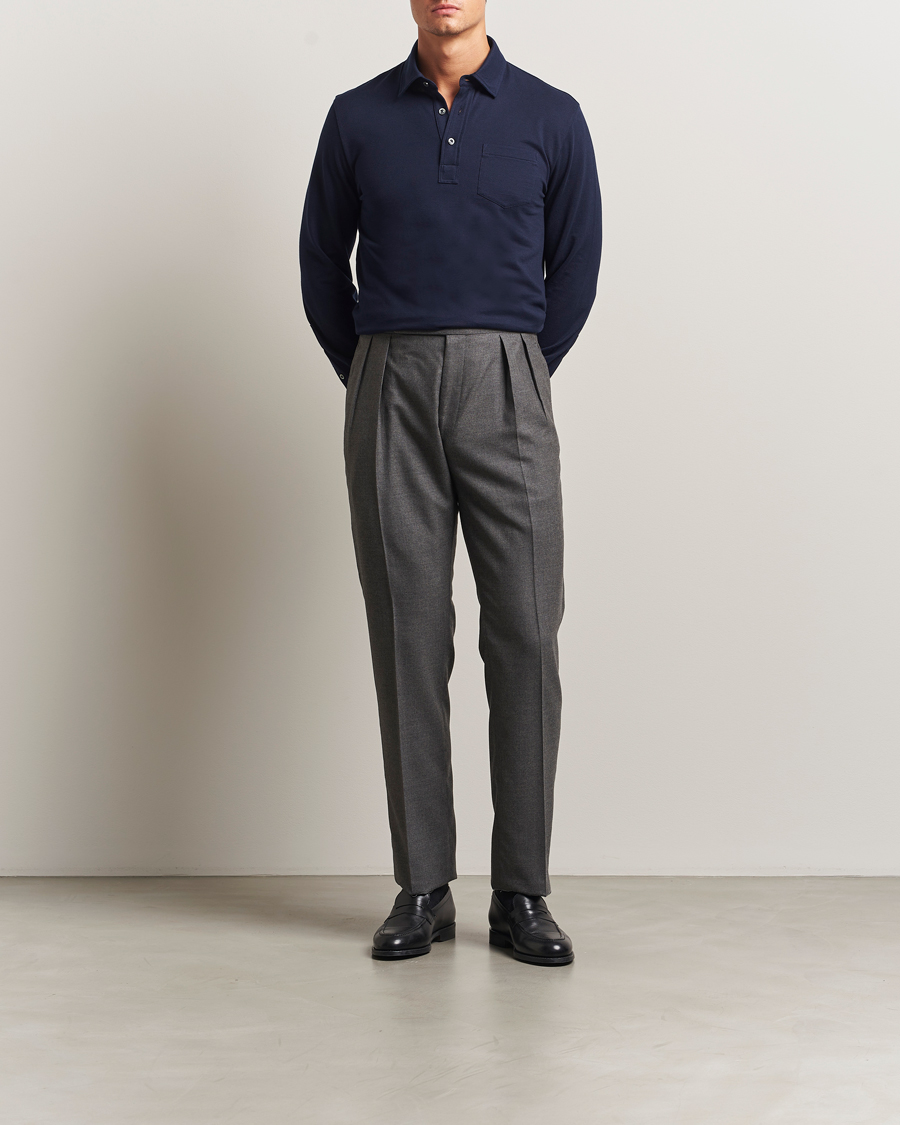 Homme | Polos | Ralph Lauren Purple Label | Long Sleeve Polo Shirt Navy
