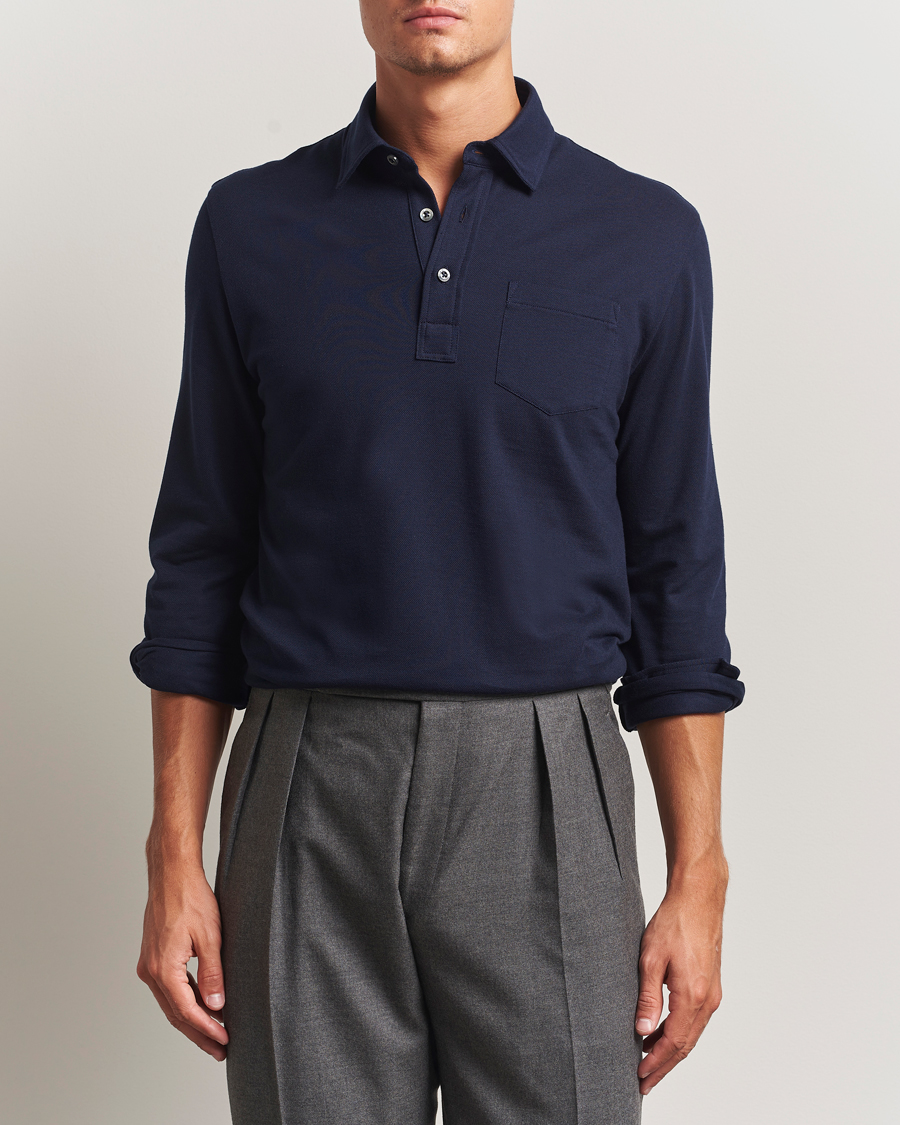 Homme | Polos | Ralph Lauren Purple Label | Long Sleeve Polo Shirt Navy