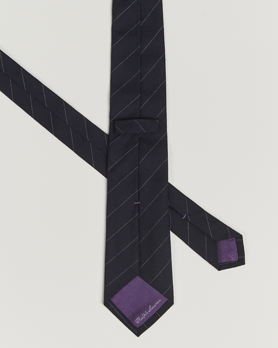 Homme | Ralph Lauren Purple Label Wool Pinstripe Tie Navy/Grey | Ralph Lauren Purple Label | Wool Pinstripe Tie Navy/Grey