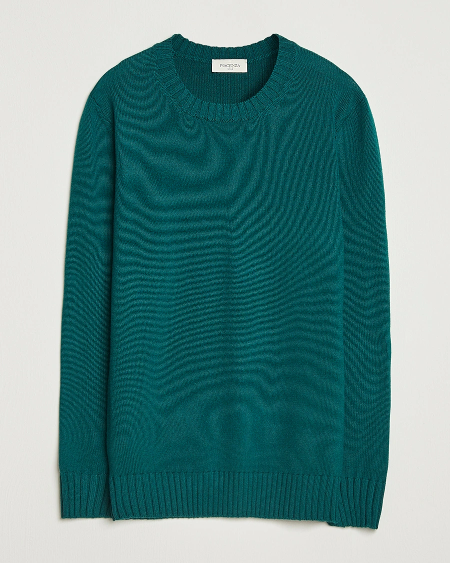Homme | Pulls Et Tricots | Piacenza Cashmere | Brushed Wool Crew Neck Dark Green
