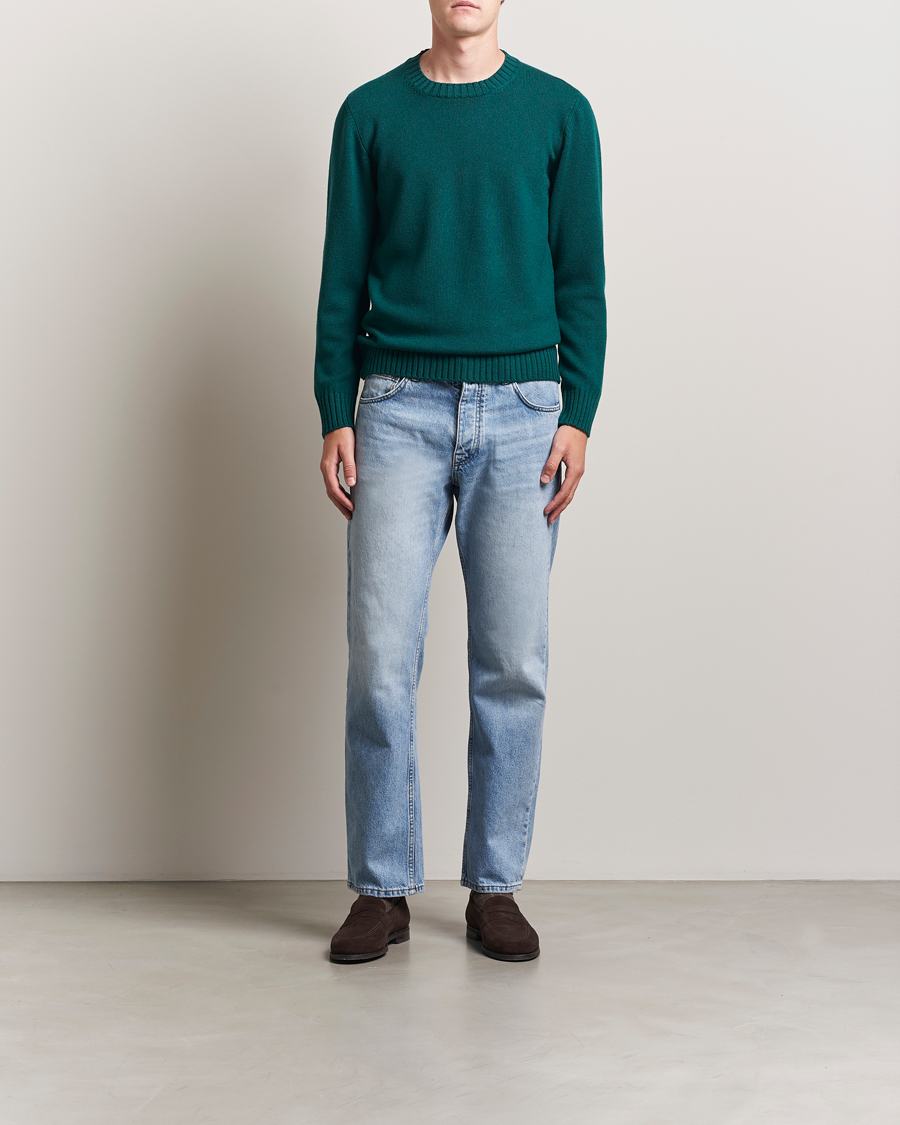 Homme | Pulls Et Tricots | Piacenza Cashmere | Brushed Wool Crew Neck Dark Green