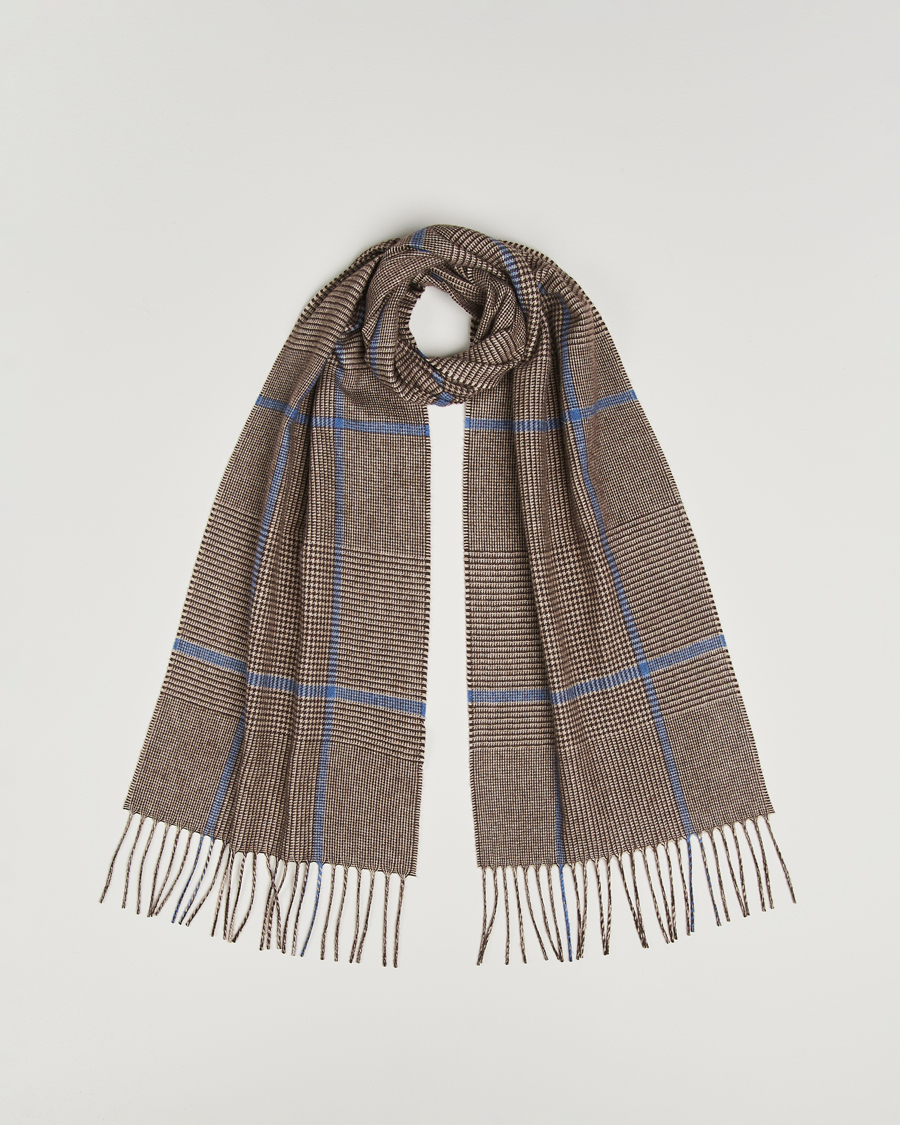 Homme | Piacenza Cashmere Cashmere/Silk Overcheck Scarf Brown | Piacenza Cashmere | Cashmere/Silk Overcheck Scarf Brown